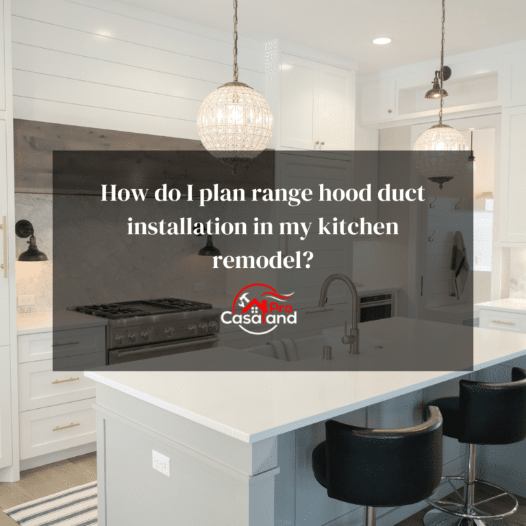 How do I plan range hood duct installation in my kitchen remodel?
